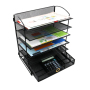 Office and Home Use Desk Organizer Metal Mesh Document Tray 5 Tier File Tray with One Drawer