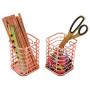 Wholesale Supply Office Supplies table top Rose Gold  metal wire Pen Holder for Desk Makeup Brush Organizer