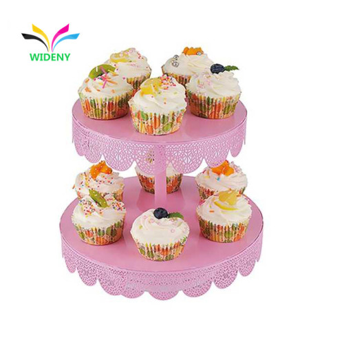 Multifunctional party decorative round shaped metal 2 tier cake stand