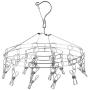 Home High Quality Double Wire Round Space Saving Clothes Hangers with 18 Clips for Socks or Towel