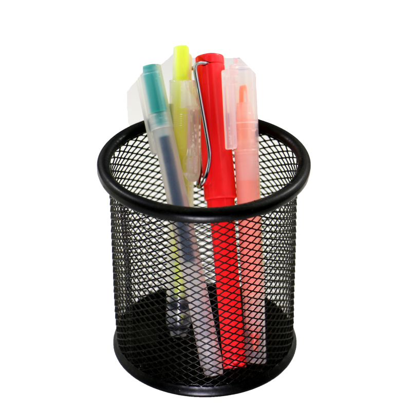 Wideny desk desktop table promotion wholesale stationery single stand office mesh metal black pencil cup pen holder for stand