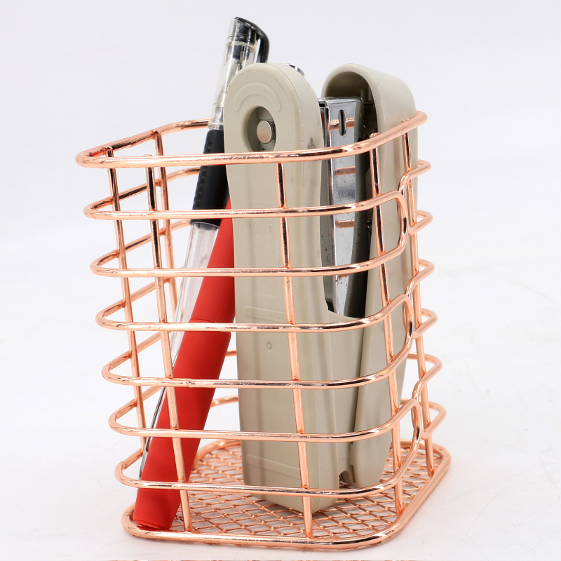 new fashion square metal wire 120 g rose gold pencil storage pen holder