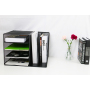 Office Metal mesh Desktop stationery Black Foldable 4 tier horizontal Letter Tray  Desk File Organizer
