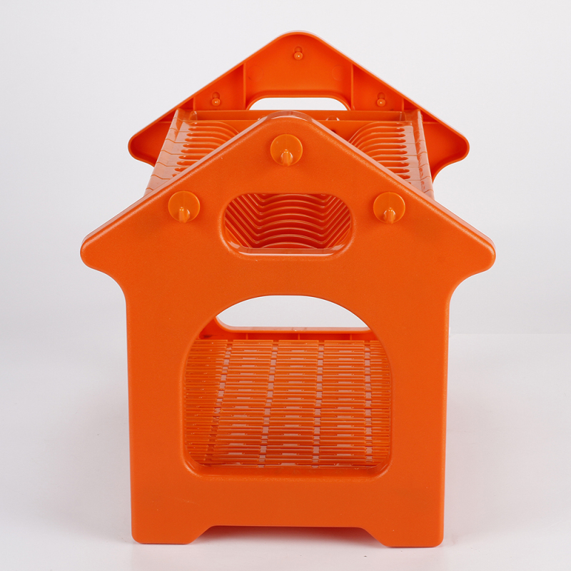 Wholesale 2 tier High quality kitchen  plastic house shape dish drainer drying rack over sink