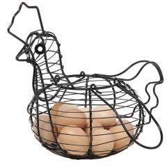 wholesale home kitchen table top Metal Mesh Wire Chicken Shaped Silver Tone Egg basket