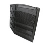Office supplies 6 Compartments Black Metal Mesh Literature Rack Wall Mounted File Holder Organizer