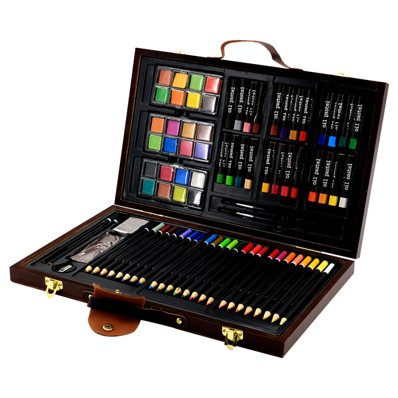 new arrive creativity water color spiral art paint sketching pencil set in wooden case
