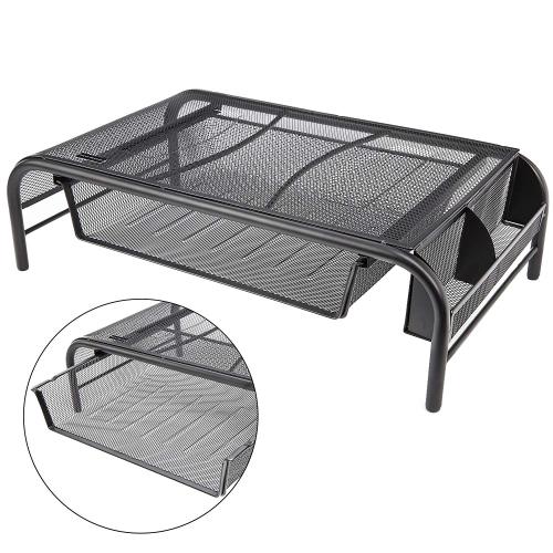 Metal mesh desk organizer computer desk laptop monitor stand  with drawers for home and office