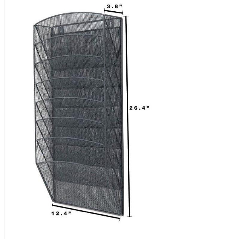 Amazon Office Home Storage Wall Mounted 8/10 Sections Racks Hanging File Organizer Metal Mesh Magazine Document Holder