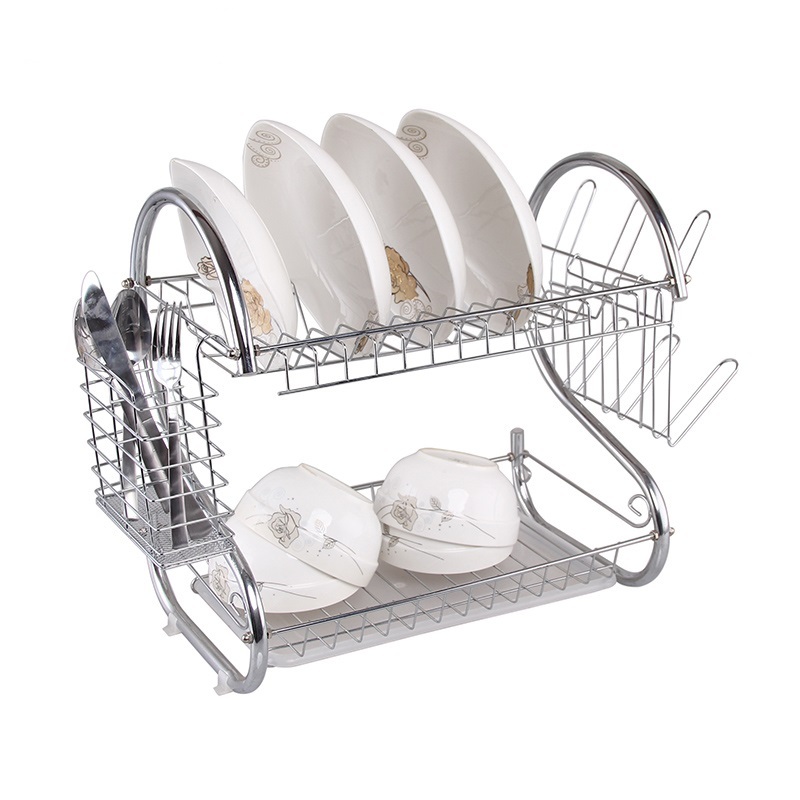 Kitchen Rack in Sink On Counter Utensil Silverware Metal Rack Stand Shelf Display Stand Dishes Dry Rack