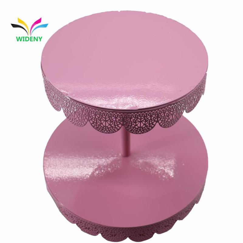 Made in China 2 Tier European mini pink metal crystal cupcake wedding decoration cake stand for wedding