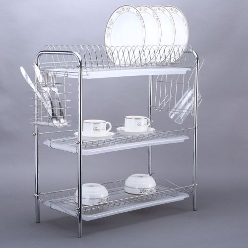 China kitchen accessory supplier WIDENY stainless steel kitchen utensil rack 3layer drainer dish storage holders