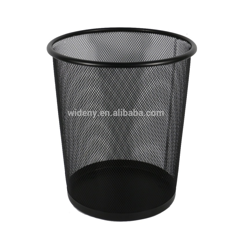 Office home hotel room kitchen or outdoor black pop up open top wire metal mesh waste trash bin for garbage