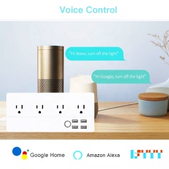 Surge Protector US WiFi Smart Power Strip With 4 AC Outlets  4 USB Ports Support Alexa Google Home IFTTT