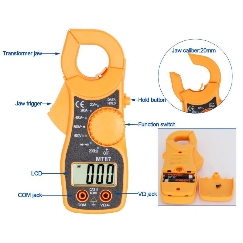 MT87 digital clamp meter Full protection design  data hold after measurement