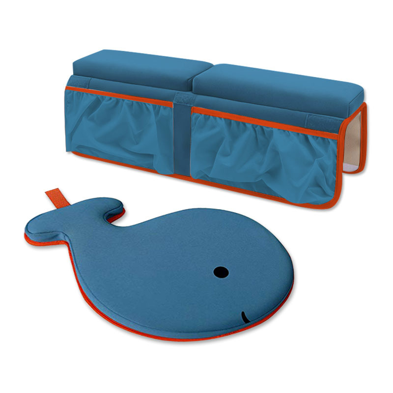 Factory Custom baby easy bath kneeler whale animals and elbow pad set