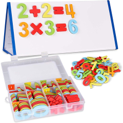 Pizarra blanca de borrador en seco magnética de doble cara plegable para niños pequeños con juego de números y letras del alfabeto magnético