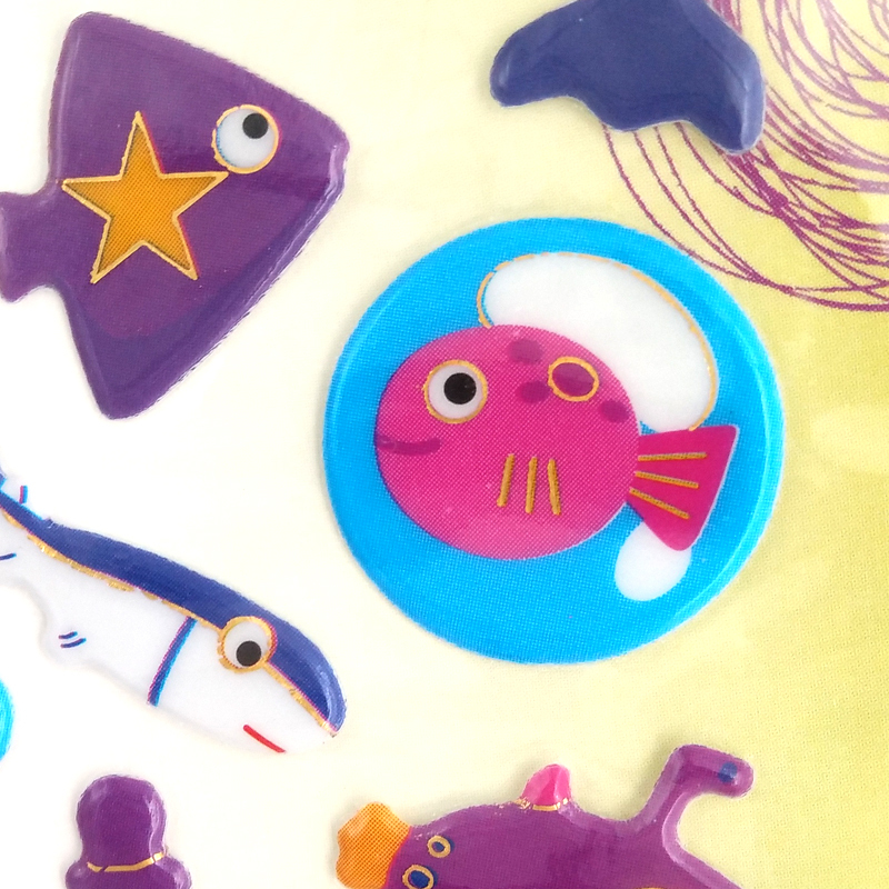 Industrial large puffy sealife animal stickers for toddlers diy