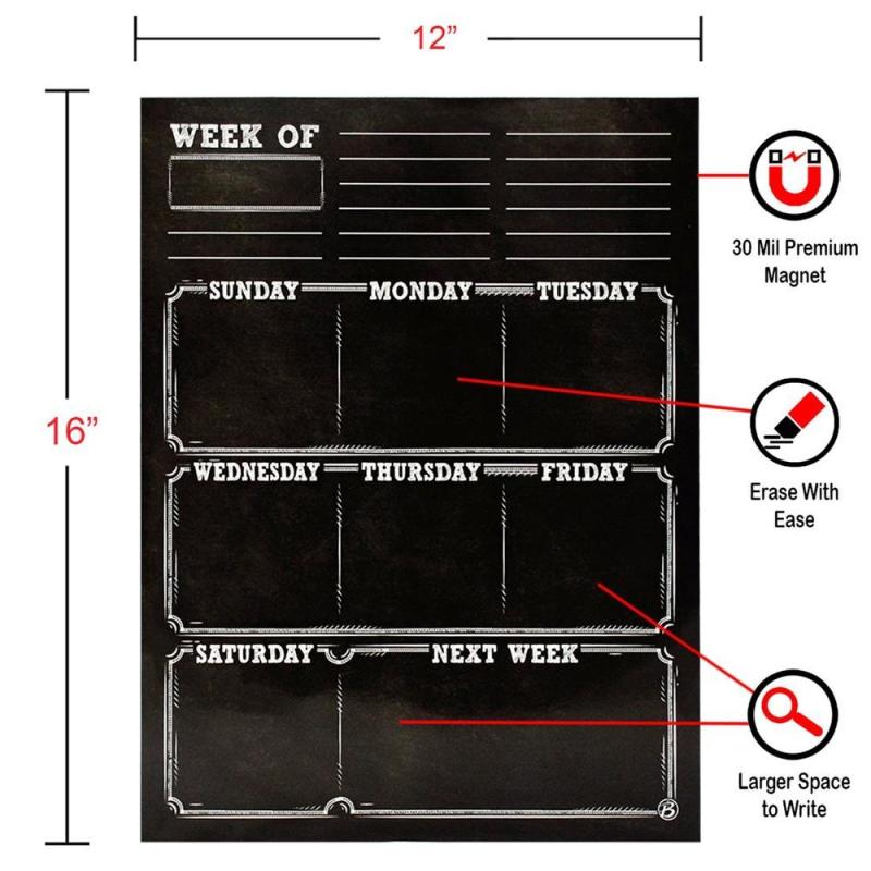 customized magnetic sticker blackboard sheet organizer and planner for refrigerator and wall