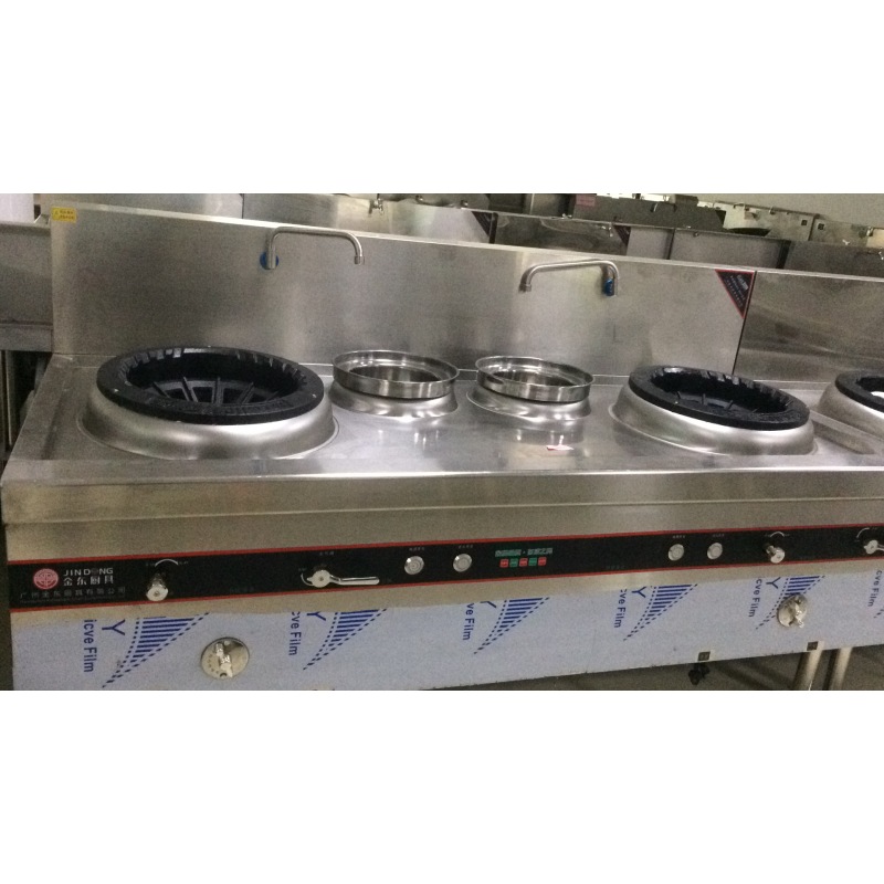 1.8m 2m  Gas Catering Equipment Chinese Restaurant Heavy Duty Commercial Kitchen 2 Wok Burner Blast Diffusion Burner Stove