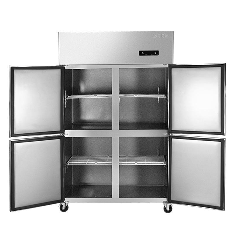 4 6 Door Freezer Vertical Deep Freezer Commercial Stainless Steel Refrigerator Kitchen Refrigeration Equipment Workbench