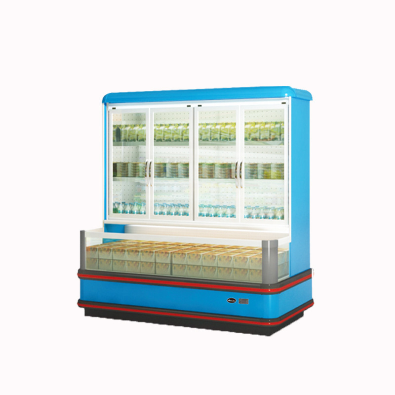upper refrigerator bottom freezer Supermarket Vegetable Showcase cooler Fan Cooling Fridge For Drinks Vegetables