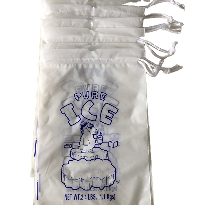 1-5kg loading Capacity Ice cube Storage Bags Plastic Alimentary Bag with Draw String
