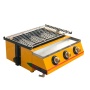 IS-ET-K122-B 3-Head Environmental Roaster Gas Steel Grill Barbecue With Glass Steel Plate Cover Fire Board
