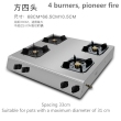 4 burners, pioneer fire