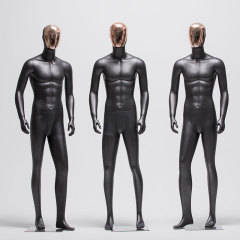 FRP Male Mannequin Clothing Store Full Body Mannequin For Clothes Props Black Electroplated Face Dummy Window Model