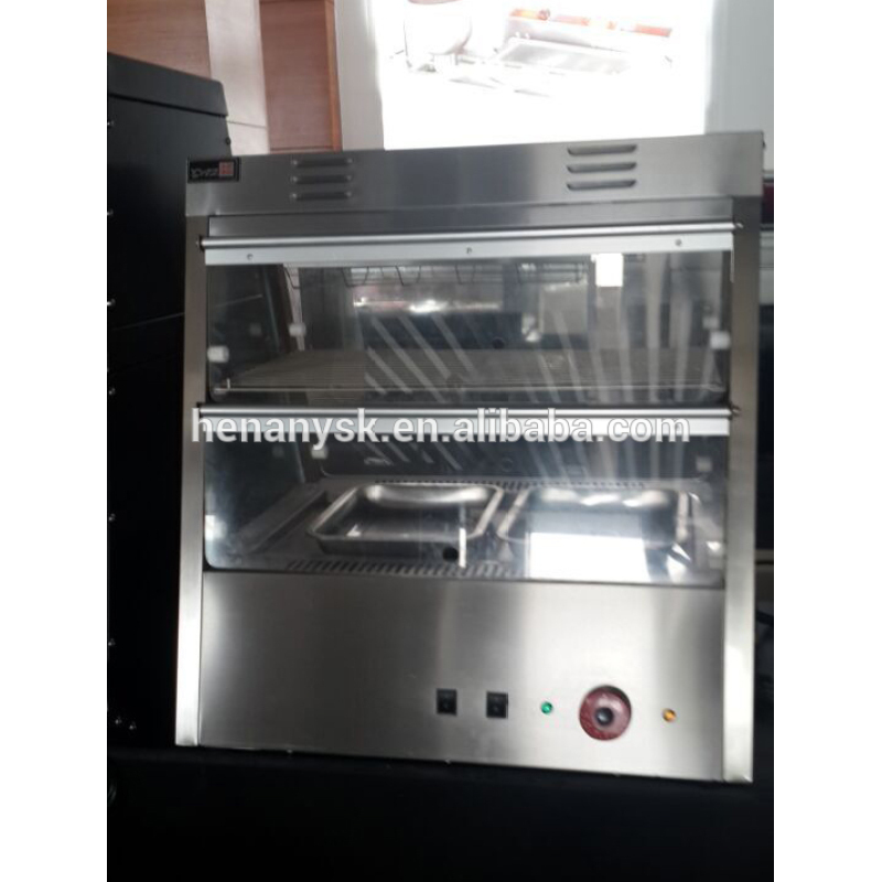 2 Layer 4 or 6 Pans Electric Double Layer Glass Food Warmer Warming Display Showcase CE Approved Heating Warming Cabinet