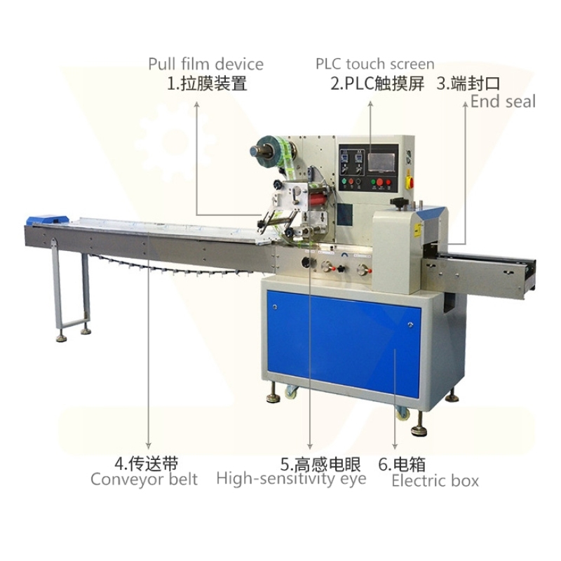 Multifunctional Fast Food Hardware And Plastic Horizontal Packaging Equipment Pastry Food Packaging Machinery Pillow Packaging