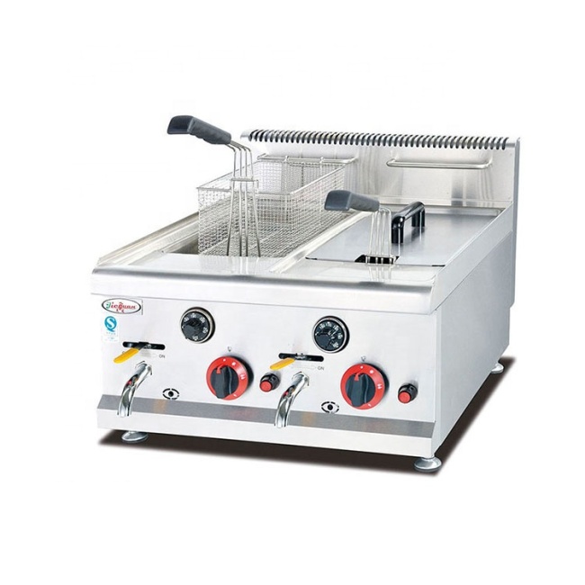 Automatic Temp. Control Counter Top 2 Burner Gas Fryer