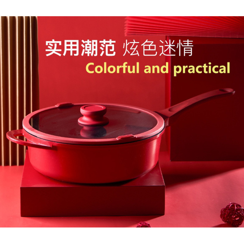 24 28cm Household Non Stick Pan Wok Frying Pan General Application Of Induction Cooker And Gas Range Steak Cooking Pot
