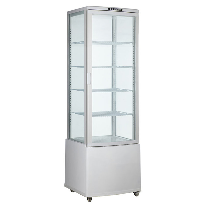 110v 220v 280 liter 4 side upright glass door display refrigerator vertical showcase refrigerator