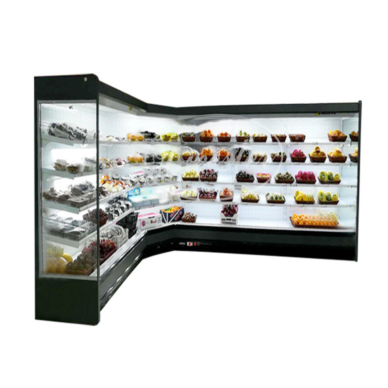 2500mm *2 Designer open Deli showcase chiller/Supermarket display refrigerator/corner Upright cabinet fridge shop