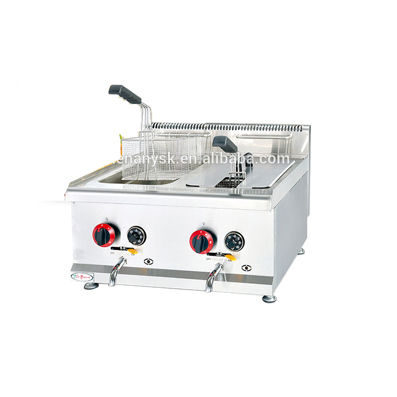 14L/Tanks*2 Stainless Steel Baskets Industrial Professional KFC LPG Gas Double 2 Fryers for French Potato Chips
