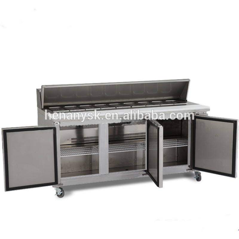 High Quality Commercial Can Be Customized Kitchen Equipment for Restaurant Stainless Steel Salad Refrigerated Pizza Counter