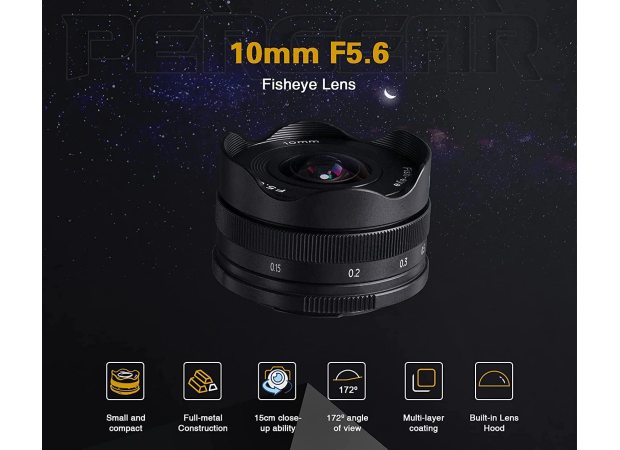 Pergear 10mm f/5.6 pancake fisheye APS-C lens