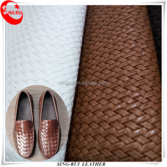 Fashion Style Weave Pattern Synthetic PU Leather Shoes For Men