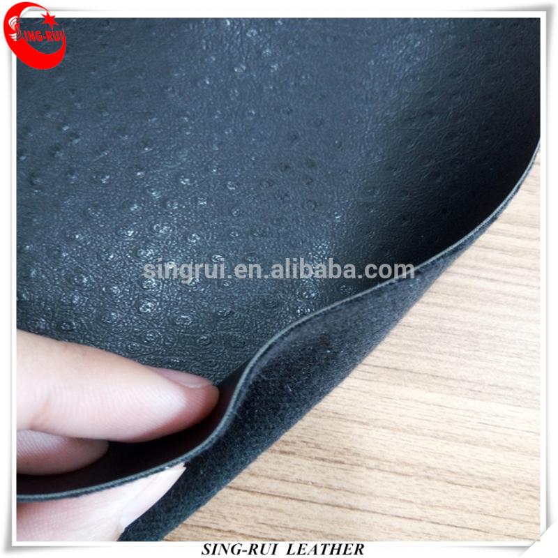 Ostrich Grain Embossed Synthetic PU PVC Leather Shoes For Handbag