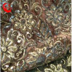 Popular Sequin Machine Embroidery Velvet Fabric for Shoe Material