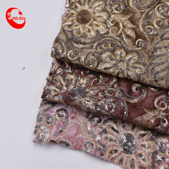Popular Sequin Machine Embroidery Velvet Fabric for Shoe Material