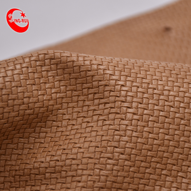 Weave Pattern PU Cotton Synthetic Leather Fabric