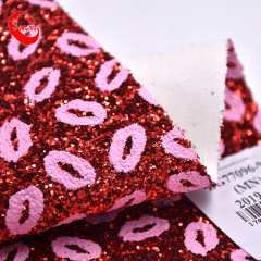 блестящий стиль Pink Lip Glitter Fabric для обуви