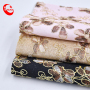 Luxurious Top Unique Golden Border Embroidery Floral Pattern Pink Glitter Faux Leather Fabric For Shoes Bags Decoration
