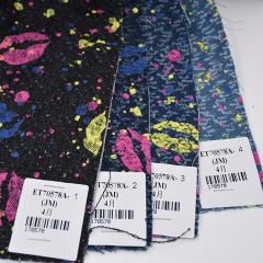 En stock Hight Quality Printed Custom Colored Beautiful Stretch Denim Jeans Proveedores Fábrica de telas para jeans