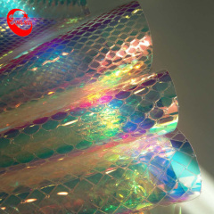 Vinilo de cuero de película de TPU transparente iridiscente de cuero artificial caliente de verano para hacer zapatos