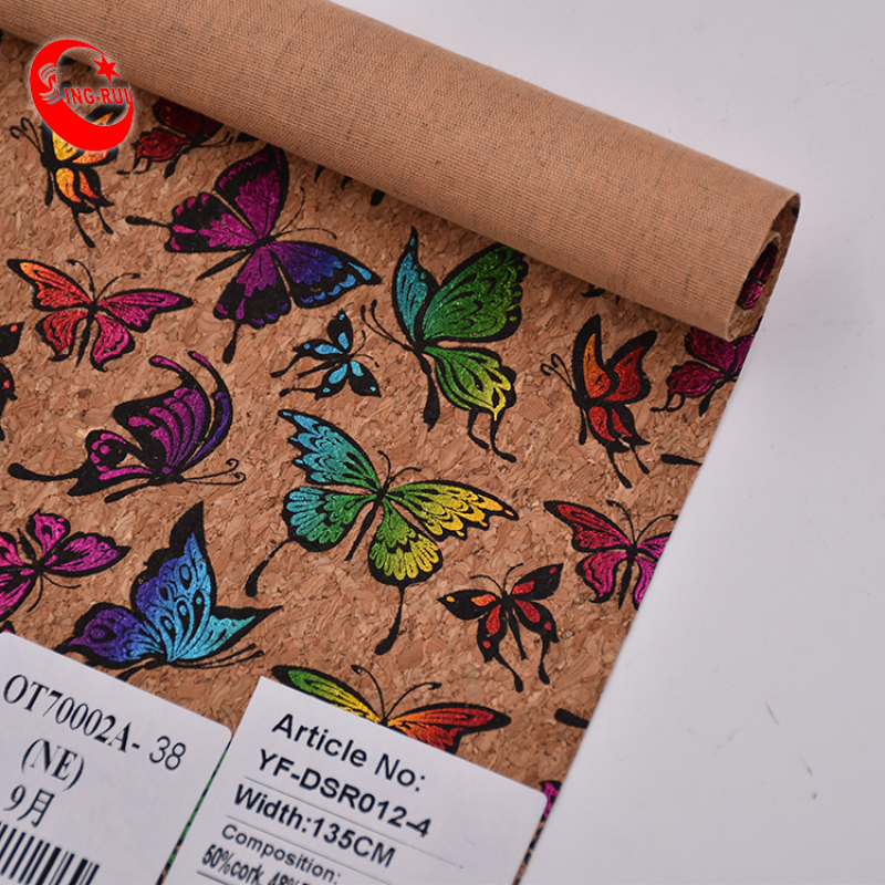 Colorful Natural Cork Handbag Butterfly Designer Cork Skin Leather