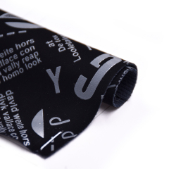 Tela de hojas de cuero de imitación de PU de Nubuck negro con patrón de alfabeto Digital impreso en pantalla personalizada para zapatos